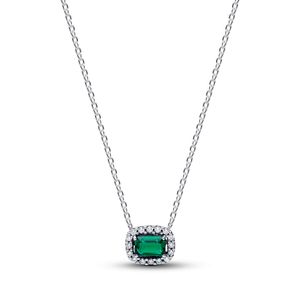 Hovedbilde Rectangular Sparkling Green Halo Pendant Necklace