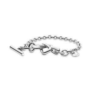 Hovedbilde Knotted hearts silver T-bar bracelet