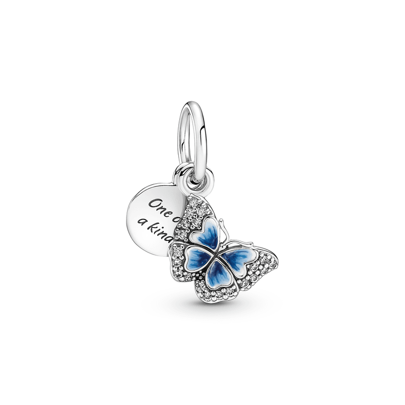 Blue Butterfly & Quote Double Dangle Charm