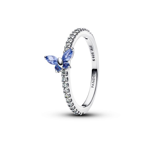 Sparkling Butterfly Ring Blue 