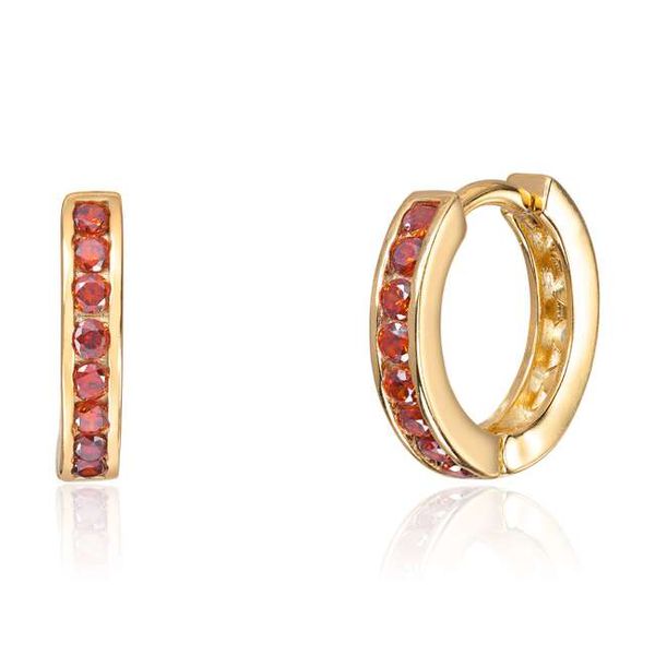 Øreringer i sølv forgylt med oransje Cz