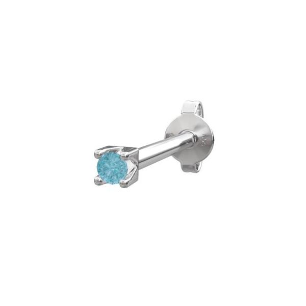 Rhodinert sølvørestikk m/London topaz farve cz PIERCE52 1stk.