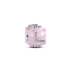 Hovedbilde Pink Murano Glass Love Cube Charm