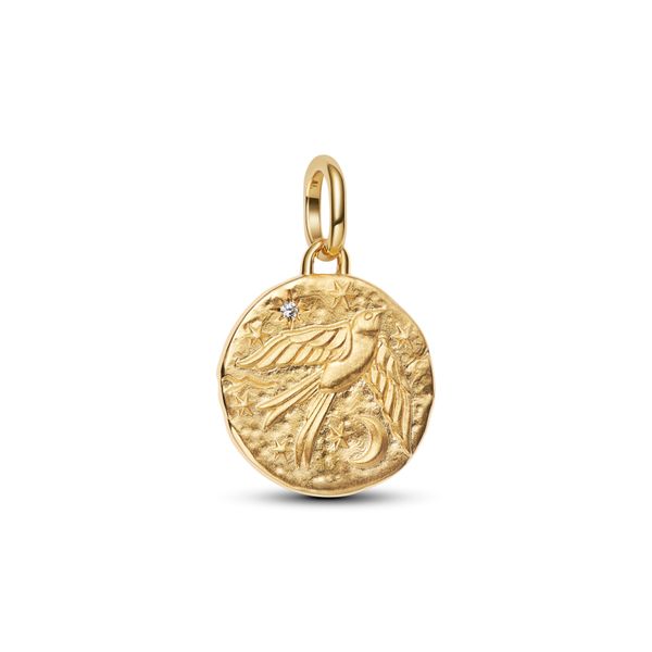 Swallow medallion charm - gold plated
