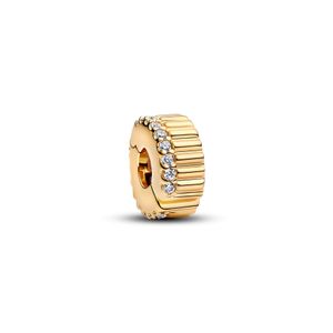 Hovedbilde Ribbed clip charm - gold plated 