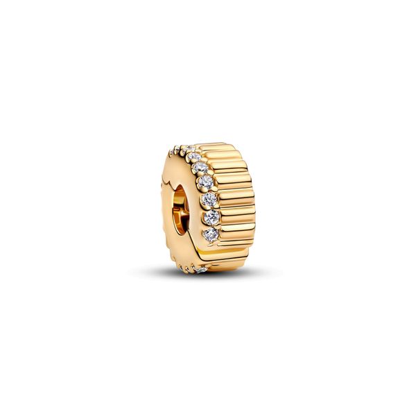 Ribbed clip charm - gold plated 