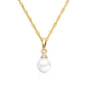 Hovedbilde Forgylt anheng, trend perle med cz