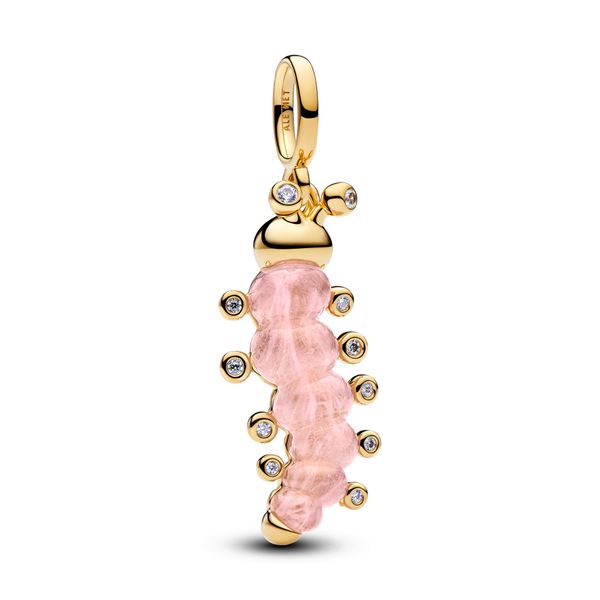 Pink Caterpillar Charm 14k Gold-plated 