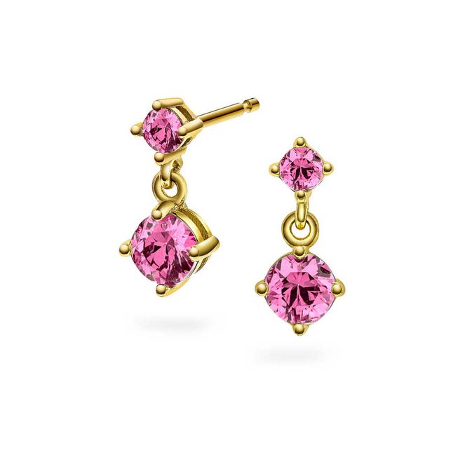 Hovedbilde Øredobber med rosa zirkonia, forgylt