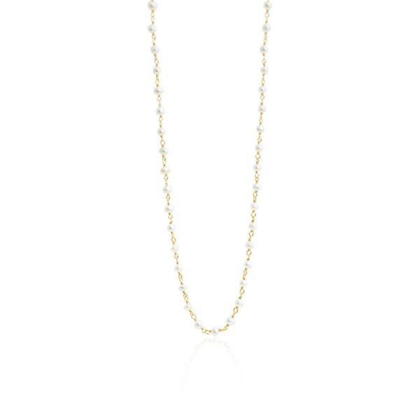 Forgylt halskjede med 3-4 mm hvite ferskvannsperler