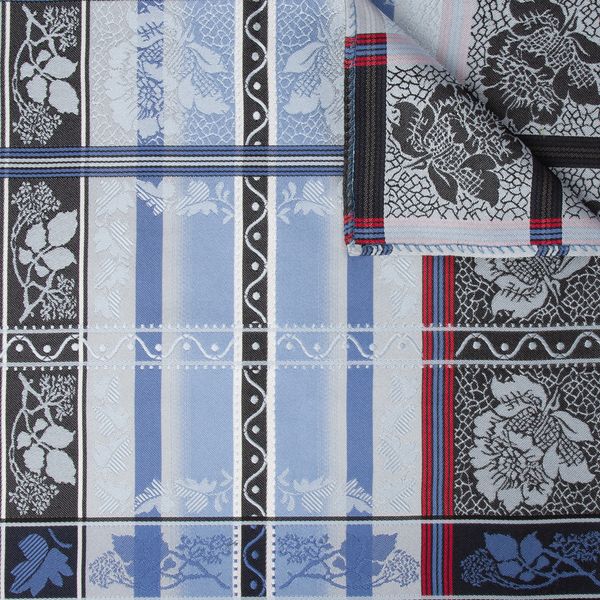 Eufemia silkeskjerf - Bl&aring; & r&oslash;d 