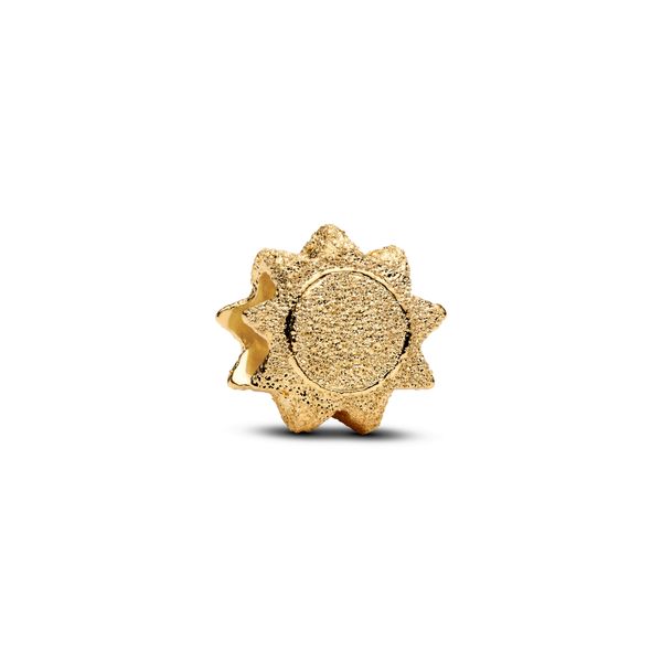 Textured sun mini charm - gold plated 