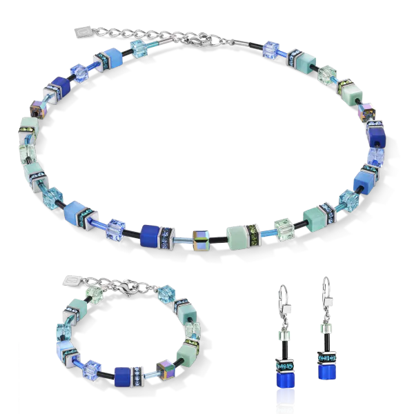 Iconic halssmykke, s&oslash;lv og bl&aring;gr&oslash;nn