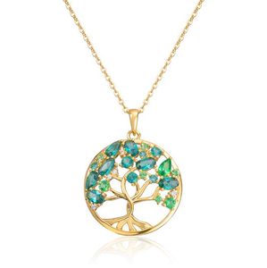 Hovedbilde Anheng Livets tre i s&oslash;lv forgylt med gr&oslash;nne ...