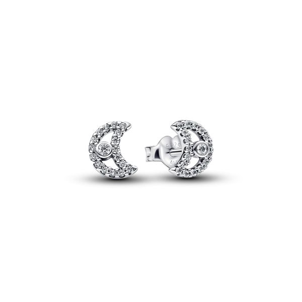 Sparkling Moon Stud Earrings 