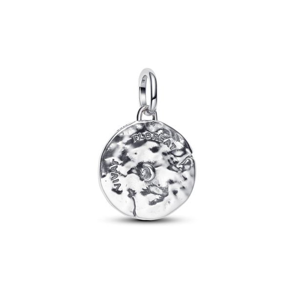 Cherry blossom medallion charm - silver