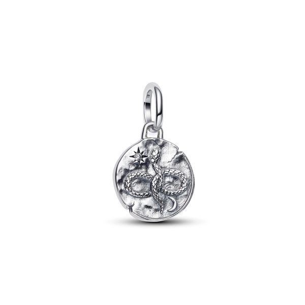 Infinity snake medallion charm - silver