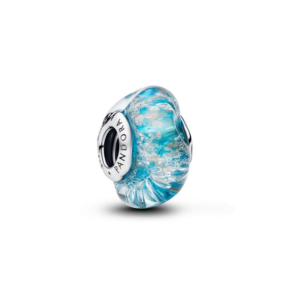 Turquoise and Glitter Murano Charm